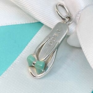 Tiffany co blue enamel  Flip flop charm charm 924 silver